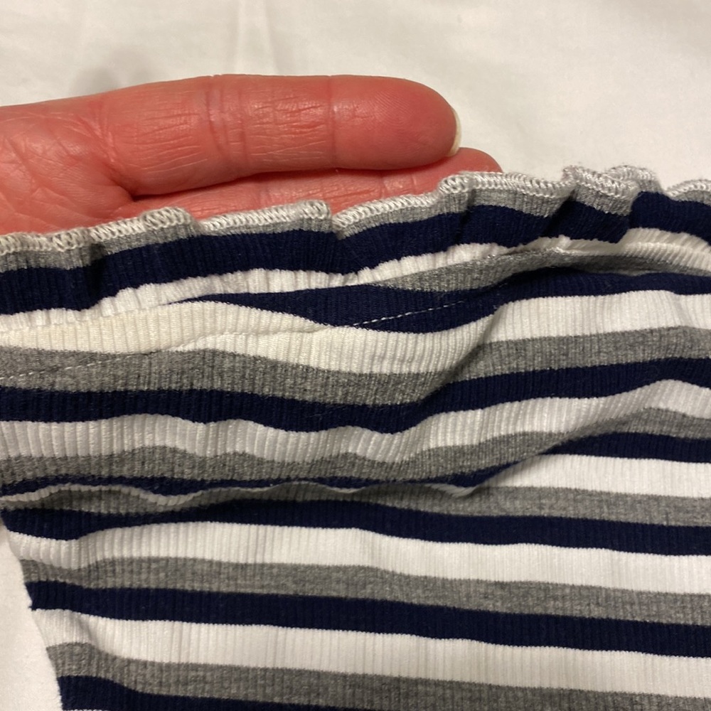 Striped Ribbed Tube Top with Soft Ruffle along Top - Picture 3 of 7